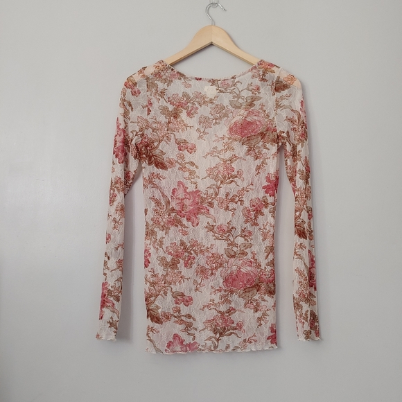 Denim & Supply Ralph Lauren Floral Print Lace Henley Claire Top Size Medium - Picture 6 of 16